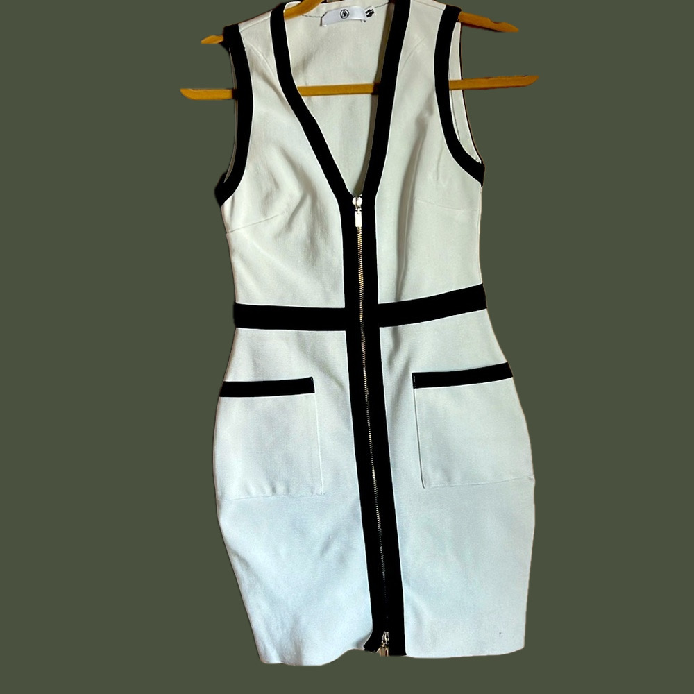 Missguided White and Black Mini Dress